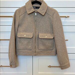 Zara Beige Wool Blend Jacket